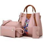 Pinke Elegante Handtaschensets mit Reißverschluss aus Kunstleder für Damen 