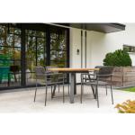 Reduzierte Anthrazitfarbene Moderne 4 Seasons Outdoor Gartenmöbel Holz pulverbeschichtet aus Teakholz stapelbar 5-teilig 