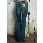 4Wards Bootcut Jeans NEU Kurz-Gr.17 (34) Damen Stretch Denim Hüft Hose Blau Used