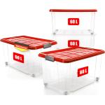Rote Aufbewahrungsboxen mit Deckel aus Kunststoff 