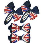 4x Haarspangen Britische Flagge Haarklammern Haarclips Textil Metall blau rot weiß 6294