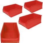 Rote Sichtlagerboxen aus Kunststoff 