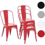 Rote Industrial Mendler Stuhl-Serie pulverbeschichtet aus Metall stapelbar Breite 0-50cm, Höhe 50-100cm, Tiefe 0-50cm 4-teilig 