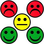 Rote Emoji Smiley Whiteboards aus Glas 5-teilig 