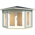 Blaue Moderne Weka 5-Eck-Gartenhäuser 40mm aus Massivholz mit Satteldach 