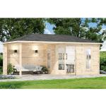 Reduzierte Braune Alpholz 5-Eck-Gartenhäuser 28mm aus Massivholz mit Terrasse Blockbohlenbauweise 