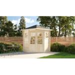 Reduzierte Moderne Alpholz 5-Eck-Gartenhäuser 28mm aus Massivholz abschließbar Blockbohlenbauweise 