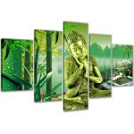 Grüne Asiatische XXL Leinwandbilder aus Holz 5-teilig 