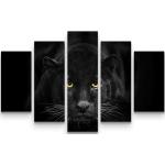 Schwarze Bildersets mit Panthermotiv mit Rahmen 5-teilig 