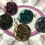5 Vintage Glass Buttons - Metallic Finish Old 18 Mm | 003