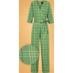 Grüne Elegante 3/4-ärmelige Collectif V-Ausschnitt Damenjumpsuits & Damenoveralls mit Reißverschluss 