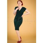 Dunkelgrüne Unifarbene Vintage Wickelkleider mit Reißverschluss für Damen 