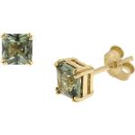 Grüne trendor Turmalin Ohrringe aus Gold 9 Karat für Damen 