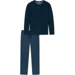 Blaue Unifarbene Schiesser Herrenschlafanzüge & Herrenpyjamas aus Baumwolle Größe XL 