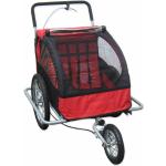 5664-0001A 2 in 1 kinderfahrradanhänger anhänger fahrrad buggy für 2 kinder fahrradanhänger Rot und Schwarz - Rot - Bc-elec