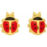 Goldene Marienkäfer Ohrringe mit Insekten-Motiv aus Gelbgold 14 Karat für Damen 