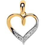 Goldene UNIQUE Herzanhänger aus Gold mit Diamant für Damen 
