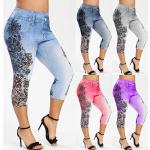 Blaue Casual Capri-Leggings & 3/4-Leggings aus Polyester für Damen Größe 5 XL für den für den Sommer 