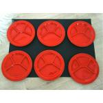 Rote Vintage Fondueteller aus Keramik 