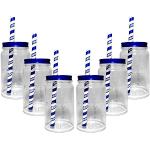 6 x Absolut Glas Gläser Jar Strohhalm Acryl mit Deckel Gastro Bar Deko NEU