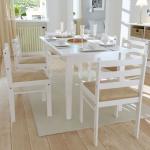 Reduzierte Weiße Rustikale Holzstühle aus Massivholz gepolstert Breite 0-50cm, Höhe 50-100cm, Tiefe 0-50cm 6-teilig 