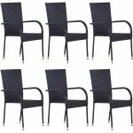 Reduzierte Schwarze Polyrattan Gartenstühle pulverbeschichtet aus Polyrattan stapelbar Breite 50-100cm, Höhe 50-100cm, Tiefe 50-100cm 6-teilig 