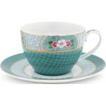Blaue Blumenmuster Romantische PIP Cappuccino-Sets aus Porzellan 6-teilig 6 Personen 