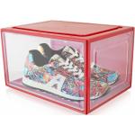 Rote Schuhboxen aus Kunststoff stapelbar 6-teilig 