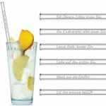 6er Set Trinkhalm: "Gin Edition" Glas-Strohhalme in Transparent - 23 cm