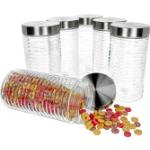 Silberne Runde Mehldosen aus Glas lebensmittelecht 6-teilig 