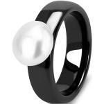 Schwarze Runde Keramik Ringe aus Keramik für Damen Größe 52 zur Hochzeit 