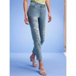 Blaue Atmungsaktive Nachhaltige Ankle-Jeans mit Reißverschluss aus Denim für Damen Größe L Petite 