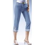 Hellblaue Bestickte bader Jeans mit Stickerei mit Reißverschluss aus Denim für Damen Größe XL 