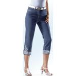 Hellblaue Bestickte bader Jeans mit Stickerei mit Reißverschluss aus Denim für Damen Größe S 