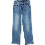 7 For All Mankind Damen The Straight Crop Slim Illusion With Let Down Hem Jeans, Light Blue, 28W / 28L EU