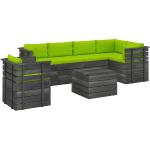 Hellgrüne Rustikale Lounge Gartenmöbel & Loungemöbel Outdoor aus Polyester mit Kissen Breite 50-100cm, Höhe 50-100cm, Tiefe 50-100cm 7-teilig 