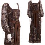 Schokoladenbraune Adele Maxi Lange Abendkleider mit Pailletten mit Reißverschluss aus Chiffon für Damen Größe L für den für den Winter 
