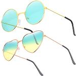 Hellgrüne Runde Retro Sonnenbrillen aus Metall für Damen 