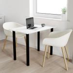 70x50 | Esszimmertisch - Esstisch - Tisch mit SCHWARZEN Beinen - Küchentisch - Bürotisch | WEISS