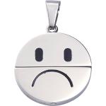 Schwarze Emoji Smiley Kettenanhänger aus Edelstahl 