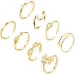 Goldene Minimalistische Goldringe aus Gold handgemacht für Damen 8-teilig 