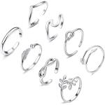 Silberne Minimalistische Knuckle Ringe aus Silber stapelbar für Damen 8-teilig 