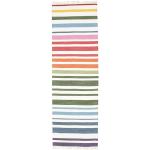 80X250 Rainbow Stripe Teppich Handgewebter Moderner Gestreift Läufer Baumwolle Beige/Weiß/Creme