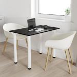 80x40 | Esszimmertisch - Esstisch - Tisch mit WEIßEN  Beinen - Küchentisch - Bürotisch | SCHWARZ