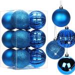 Reduzierte Blaue Runde Christbaumkugeln & Weihnachtsbaumkugeln aus Kunststoff 