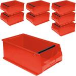 Rote Sichtlagerboxen aus Kunststoff 24-teilig 