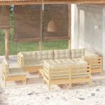 Reduzierte Cremefarbene Gartenmöbel Holz aus Massivholz 9-teilig 