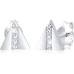 Silberne Elegante Dreieckige Herzohrstecker mit Diamant für Damen 