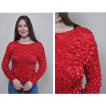 Rote Vintage Langärmelige Festliche Blusen mit Rüschen aus Polyester für Damen Größe M 