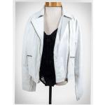 Weiße Vintage Übergangsjacken aus Leder für Damen Größe M 